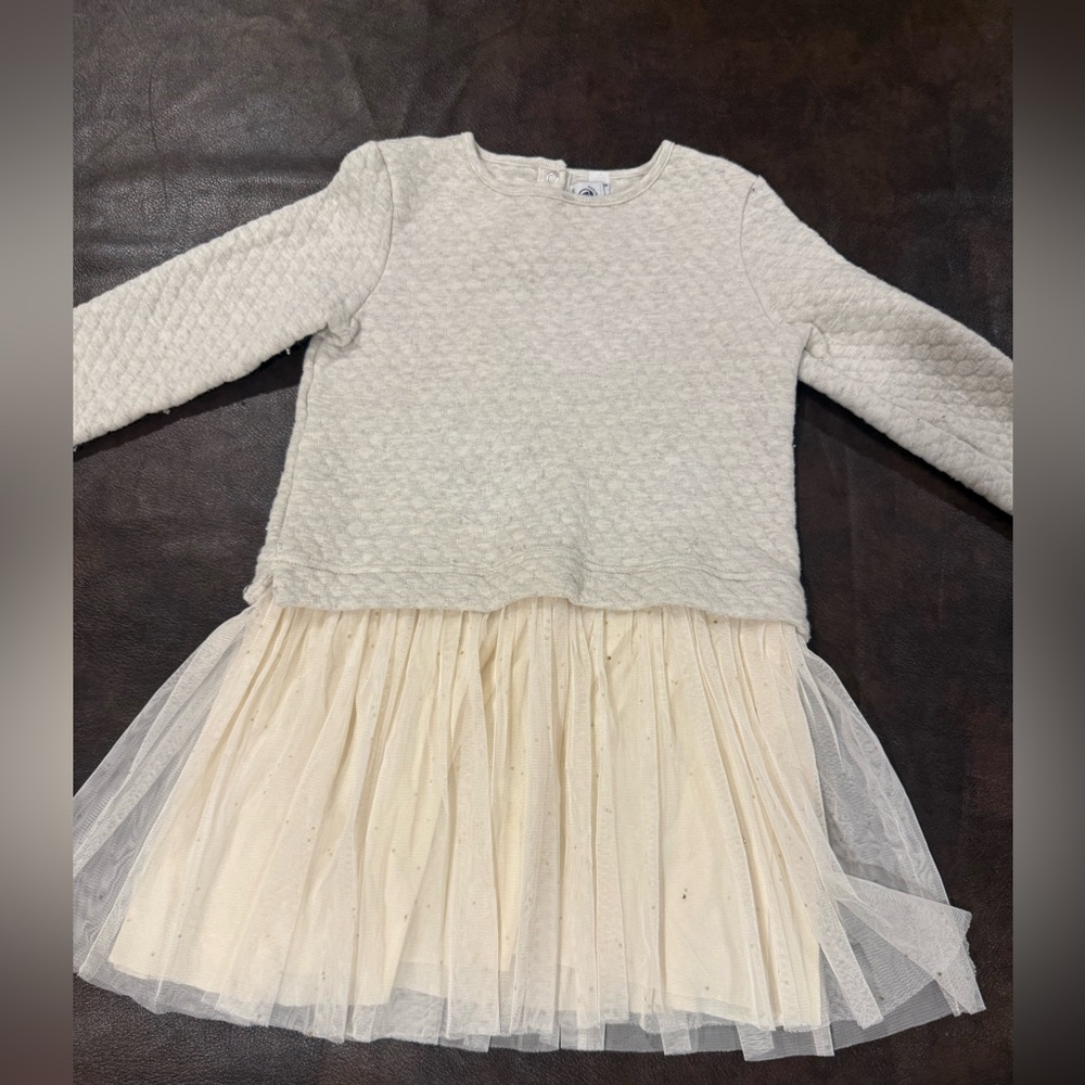 Petit Bateau Cream Dress. Size 8